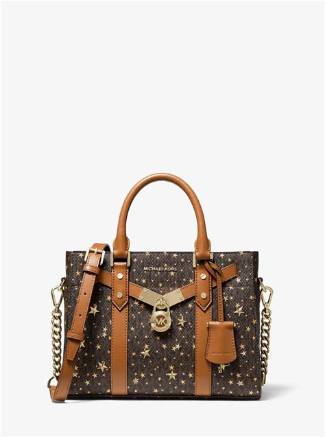 michael michael kors nouveau hamilton small star-embellished logo satchel|Michael Kors studded Hamilton.